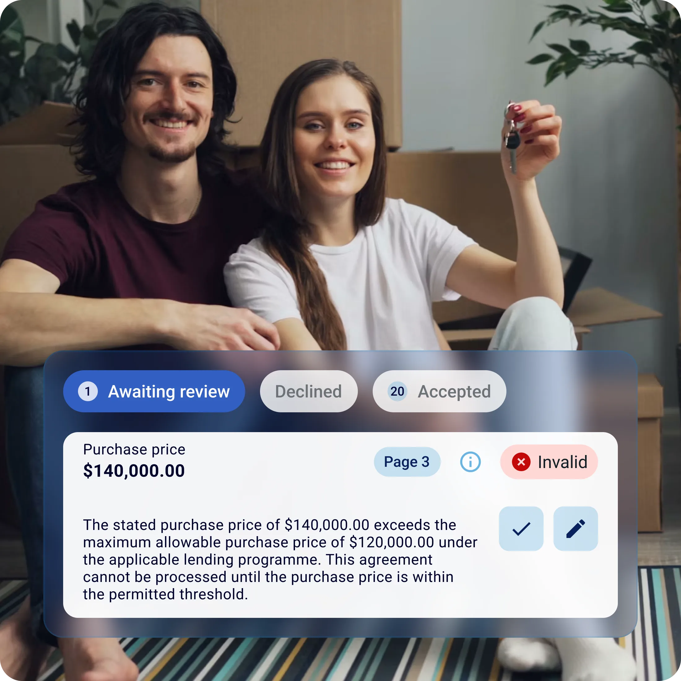 AI agent for retail lending — UI preview.